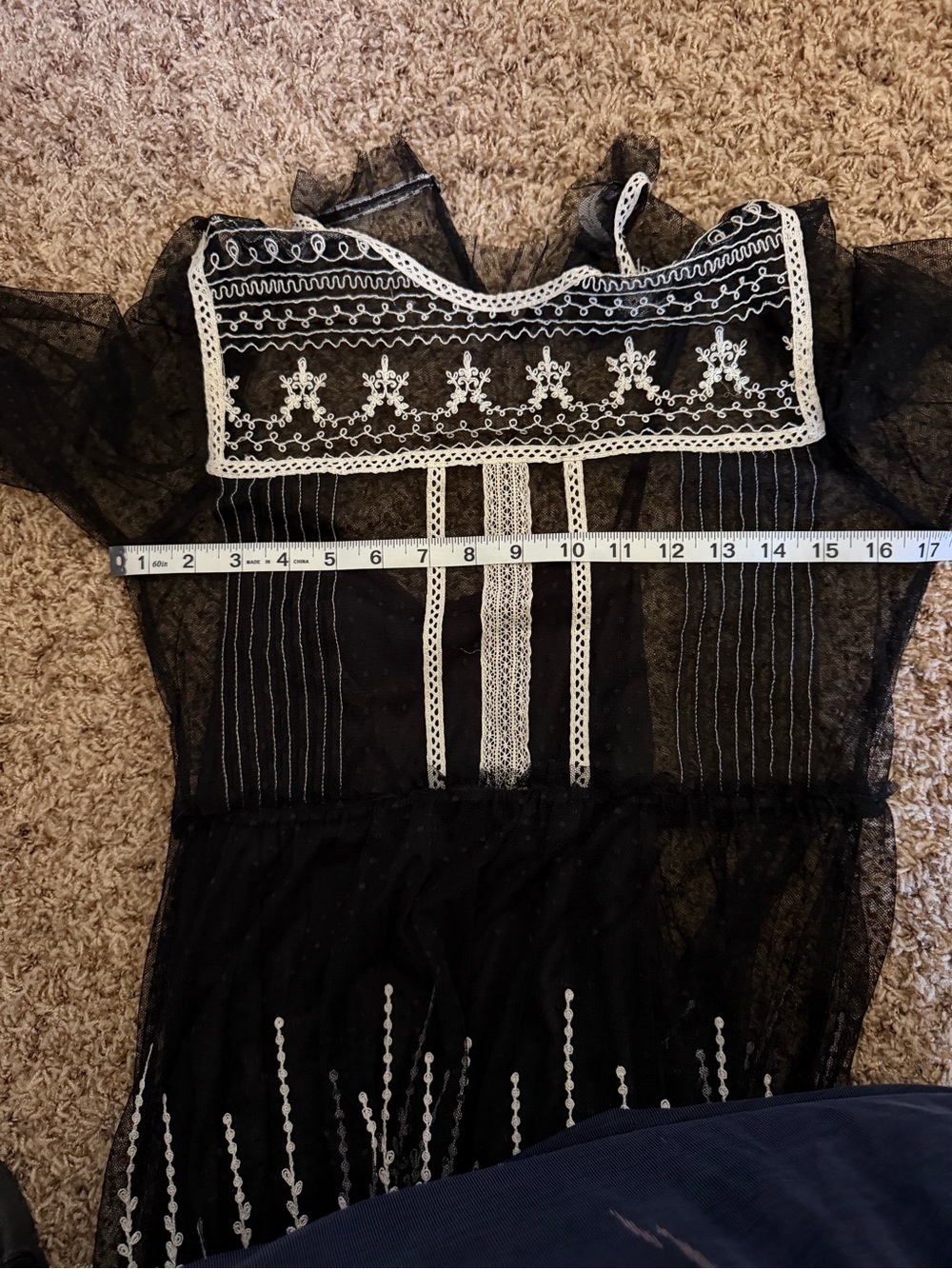 Zara Trinny Black Lace Sheer Tulle XS Embroidered Gothic Boho Maxi Whimsigoth‎ - Picture 10 of 12